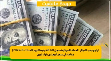 تراجع جديد للدولار.. العملة الأمريكية تسجل 48.60 جنيها اليوم الأحد 31 8 2025 مفاجأة في سعر البيع لدى بنوك كبرى 1